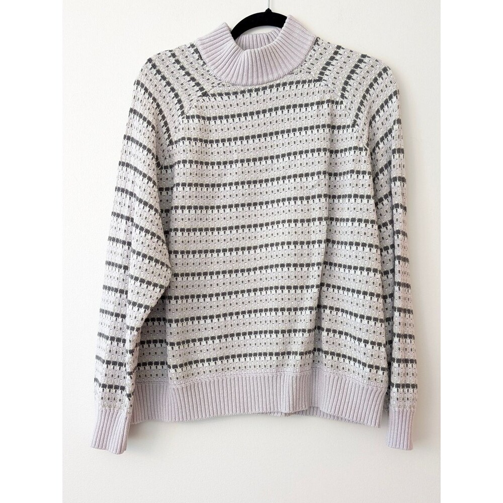Lavender knit striped sweater size XL Artisan NY